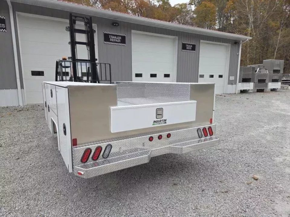 New Martin Truck Bodies Aluminum SSB Service Body DRW 84" CA Cab and Chassis White