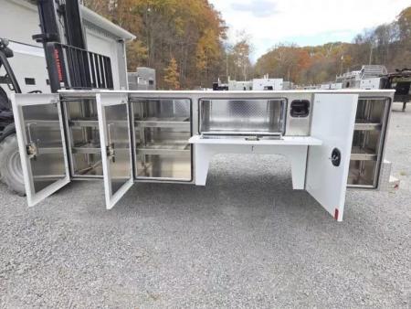New Martin Truck Bodies Aluminum SSB Service Body DRW 84" CA Cab and Chassis White
