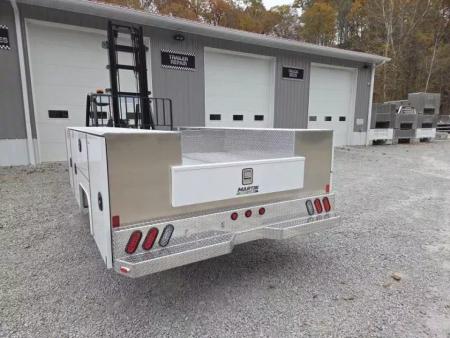 New Martin Truck Bodies Aluminum SSB Service Body DRW 84" CA Cab and Chassis White