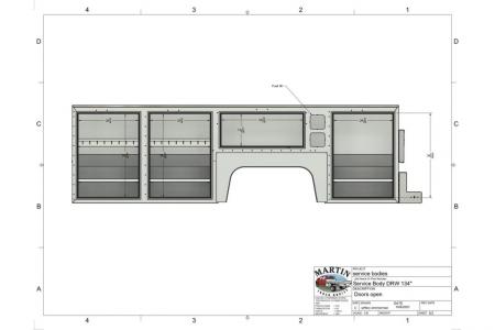 New Martin Truck Bodies Aluminum SSB Service Body DRW 84" CA Cab and Chassis White