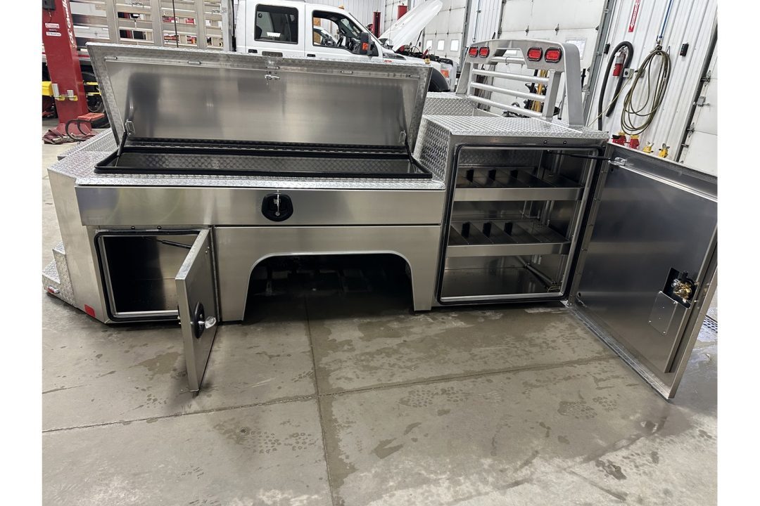New Martin Truck Bodies Aluminum Gooseneck Service Body DRW 60" CA Cab and Chassis Diamond Tread