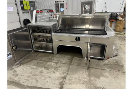 New Martin Truck Bodies Aluminum Gooseneck Service Body DRW 60" CA Cab and Chassis Diamond Tread