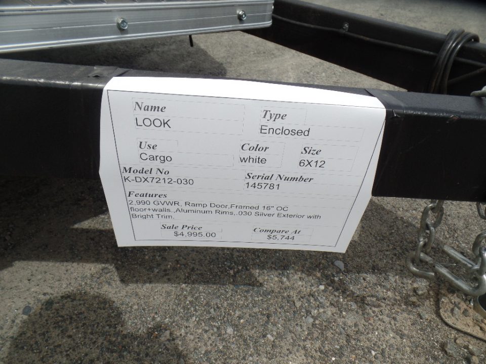 New 2026 Look Trailers K-DX7212-030 Cargo / Enclosed Trailer