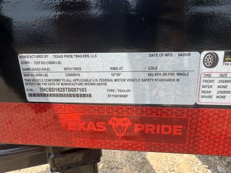 New 2026 Texas Pride Trailers DT716316KBP Dump Trailer