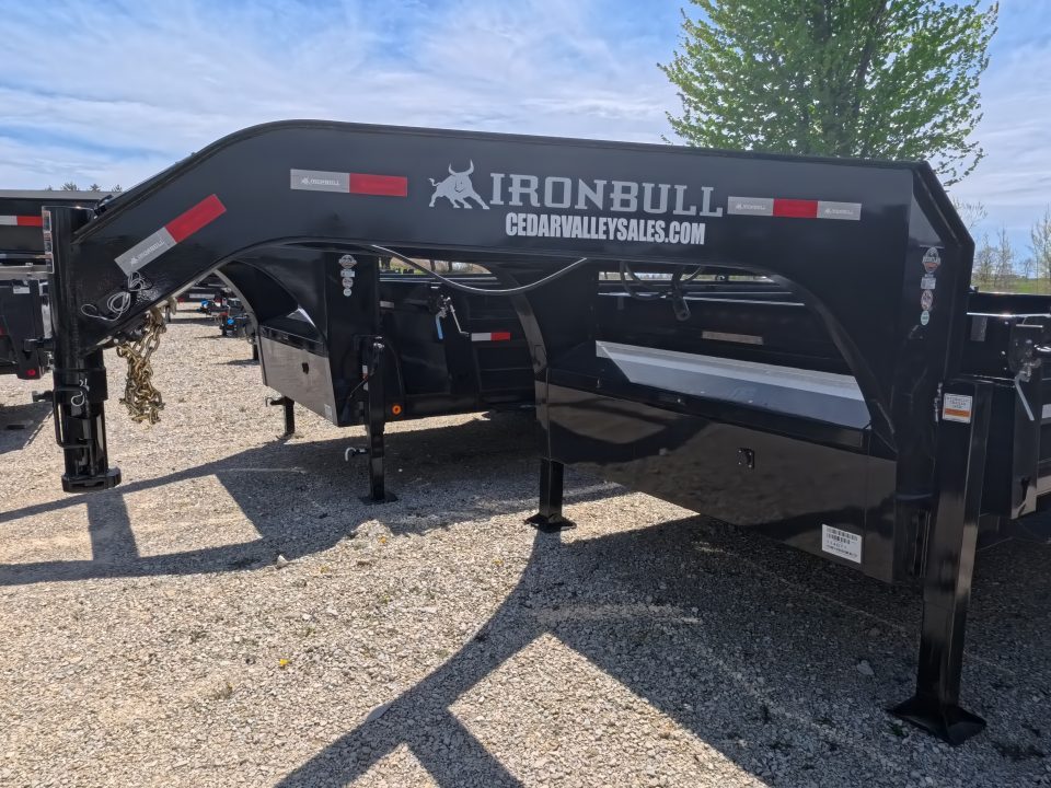 New 2026 Iron Bull 83x14 DTG Gooseneck Dump Trailer with 2)7K Straight Axles, 2) Elec. Brakes F-Adj., Hydraulic Jack , Solar Panel Charger