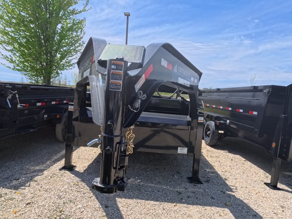 New 2026 Iron Bull 83x14 DTG Gooseneck Dump Trailer with 2)7K Straight Axles, 2) Elec. Brakes F-Adj., Hydraulic Jack , Solar Panel Charger