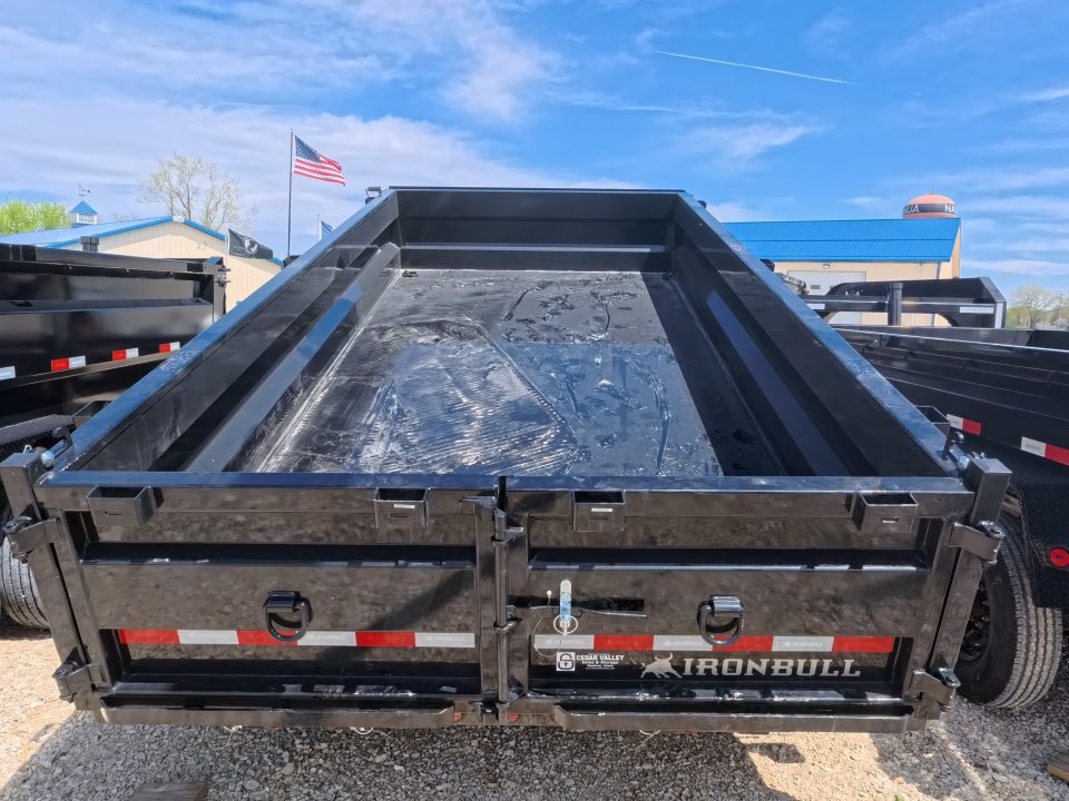 New 2026 Iron Bull 83x14 DTG Gooseneck Dump Trailer with 2)7K Straight Axles, 2) Elec. Brakes F-Adj., Hydraulic Jack , Solar Panel Charger