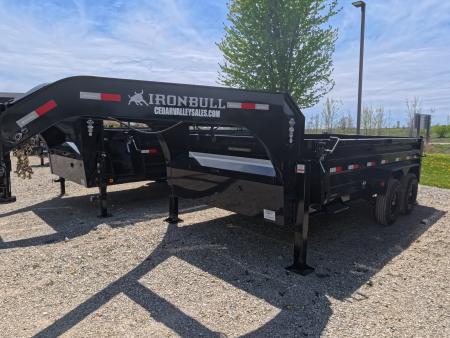 New 2026 Iron Bull 83x14 DTG Gooseneck Dump Trailer with 2)7K Straight Axles, 2) Elec. Brakes F-Adj., Hydraulic Jack , Solar Panel Charger