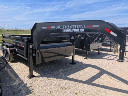 New 2026 Iron Bull 83x14 DTG Gooseneck Dump Trailer with 2)7K Straight Axles, 2) Elec. Brakes F-Adj., Hydraulic Jack , Solar Panel Charger