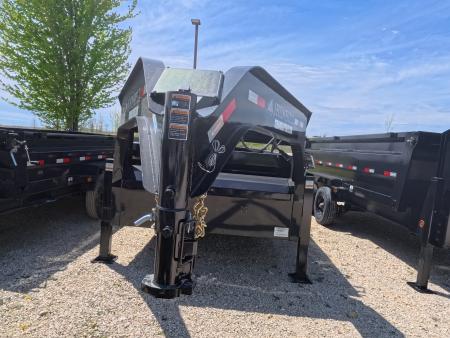 New 2026 Iron Bull 83x14 DTG Gooseneck Dump Trailer with 2)7K Straight Axles, 2) Elec. Brakes F-Adj., Hydraulic Jack , Solar Panel Charger