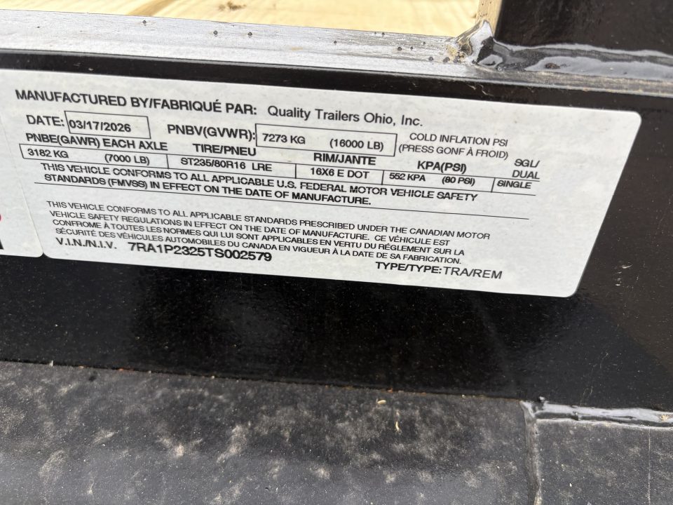 New 2026 QUALITY TRAILERS 96" x 23' (18'+5' Dove Tail) Deckover Trailer
