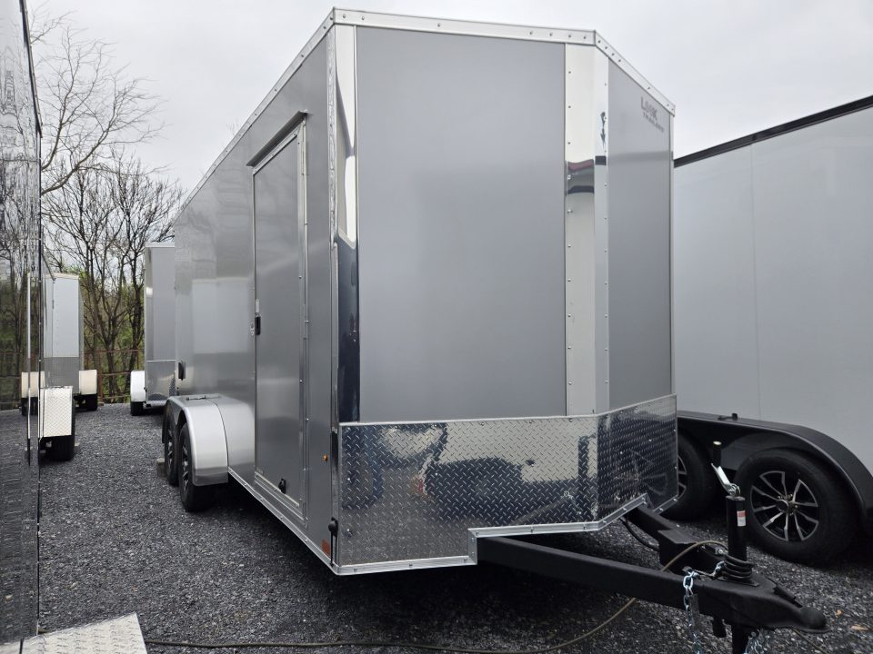 New 7 x 16 Look ST DLX V-Nose Cargo Trailer, 7k GVWR ***Silver PolyCor Composite Exterior, 6" Extra Height, Ramp Door, Alum Wheels, Rear Flare w/ Lights