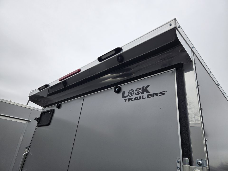 New 7 x 16 Look ST DLX V-Nose Cargo Trailer, 7k GVWR ***Silver PolyCor Composite Exterior, 6" Extra Height, Ramp Door, Alum Wheels, Rear Flare w/ Lights