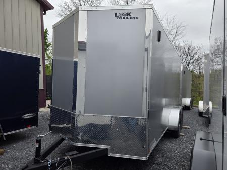 New 7 x 16 Look ST DLX V-Nose Cargo Trailer, 7k GVWR ***Silver PolyCor Composite Exterior, 6" Extra Height, Ramp Door, Alum Wheels, Rear Flare w/ Lights