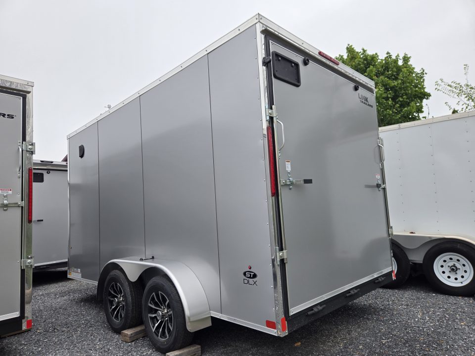 New 7 x 14 Look ST DLX V-Nose Cargo Trailer, 7k GVWR ***Silver PolyCor Composite Exterior, Ramp Door, Alum Wheels