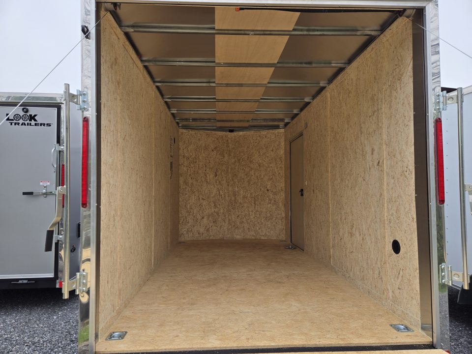 New 7 x 14 Look ST DLX V-Nose Cargo Trailer, 7k GVWR ***Silver PolyCor Composite Exterior, Ramp Door, Alum Wheels