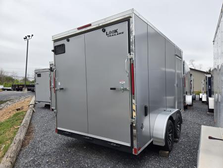 New 7 x 14 Look ST DLX V-Nose Cargo Trailer, 7k GVWR ***Silver PolyCor Composite Exterior, Ramp Door, Alum Wheels