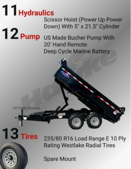 New 2026 Hawke 7X14 14K Low Pro Dump Trailer
