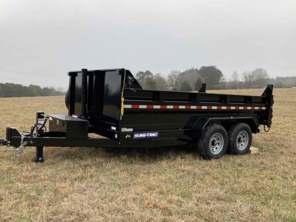 New 2026 Sure-Trac 7x14 Low Profile Telescopic Lift Dump Trailer