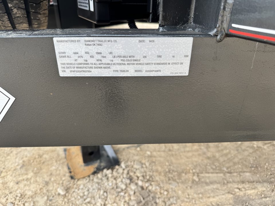 New 2026 Diamond T 8320SKP1406TD-7854 Tilt Trailer