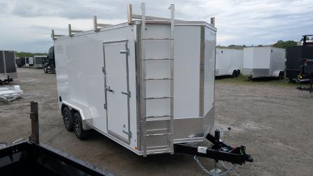 New 2026 BELMONT 7x16 HD V-Nose Contractor Cargo Trailer w/ Barn Doors ( 9990# GVW - POLYCOR EXTERIOR!)