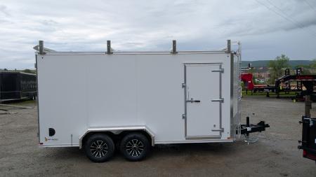 New 2026 BELMONT 7x16 HD V-Nose Contractor Cargo Trailer w/ Barn Doors ( 9990# GVW - POLYCOR EXTERIOR!)