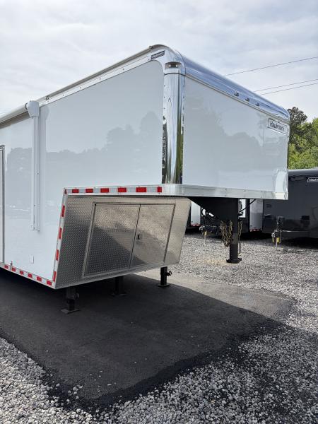 New 2026 Haulmark 44 Gooseneck Bathroom, PolyCor Interior & Exterior, 21K GVWR, Air Prep, Awning, A/C, Landing Light PKG, Hyd. Tongue Jack