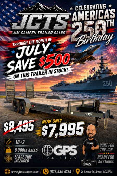 New 2026 GPS Trailers / EH Series / 82  Wide x 20' Long / 8 ton Capacity / 5' Ramps / PT Wood Floor / True 8 K Axles not Hybrid Axles / 215/75R17.5  Tire and Wheels / Toolbox