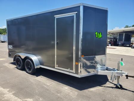 New 2026 ALCOM 7X16 TANDEM AXLE 7000 LB GVWR ALUMINUM Cargo / Enclosed Trailer WITH 6'10  INTERIOR HEIGHT, REAR RAMP DOOR, SCREWLESS EXTERIOR, 1 PIECE ALUMINUM ROOF