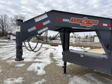 New 2026 Down 2 Earth Trailers 25' 15.5K Gooseneck Flatbed w/ 5' Dove and Real Steel Ramps