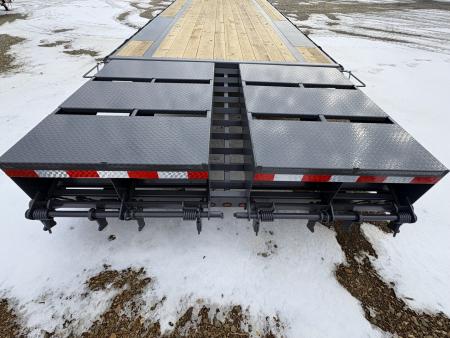 New 2026 Down 2 Earth Trailers 25' 15.5K Gooseneck Flatbed w/ 5' Dove and Real Steel Ramps