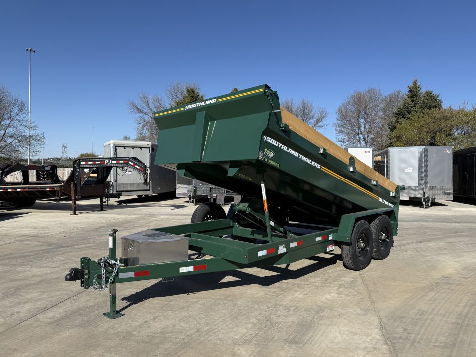 New NEW 2026 Southland 14ft Low Profile Dump Trailer 2-7000 lb axles =14K with Ramps