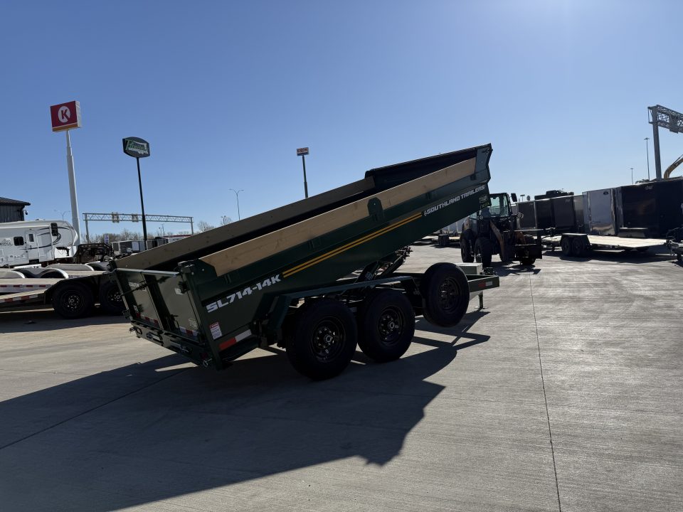 New NEW 2026 Southland 14ft Low Profile Dump Trailer 2-7000 lb axles =14K with Ramps