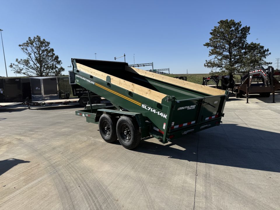 New NEW 2026 Southland 14ft Low Profile Dump Trailer 2-7000 lb axles =14K with Ramps