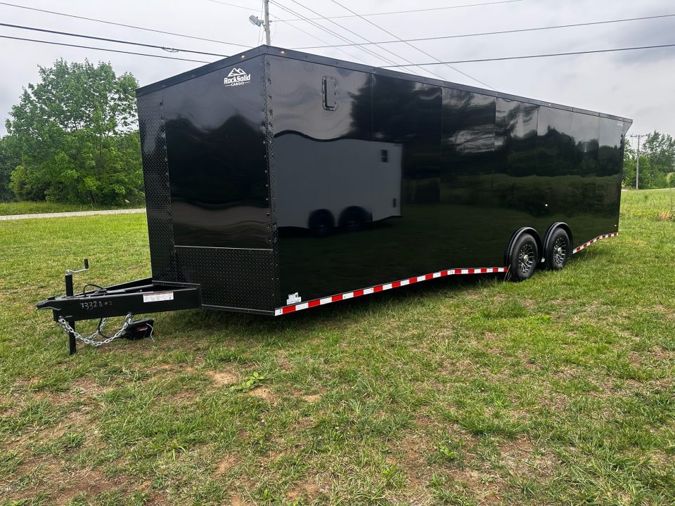 New 2026 Rock Solid Cargo 8.5x28 Car Hauler-7000LB Spread Torsion- HD Ramp- 10" Bogey Wheels - 12V Battery