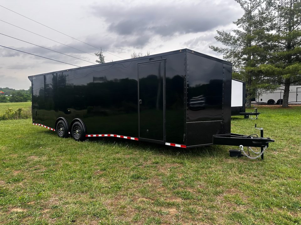 New 2026 Rock Solid Cargo 8.5x28 Car Hauler-7000LB Spread Torsion- HD Ramp- 10" Bogey Wheels - 12V Battery