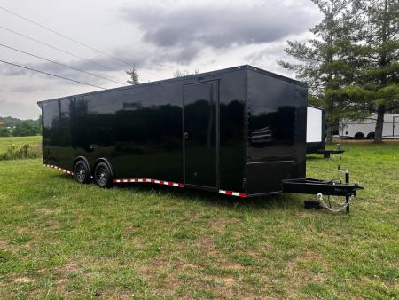 New 2026 Rock Solid Cargo 8.5x28 Car Hauler-7000LB Spread Torsion- HD Ramp- 10  Bogey Wheels - 12V Battery