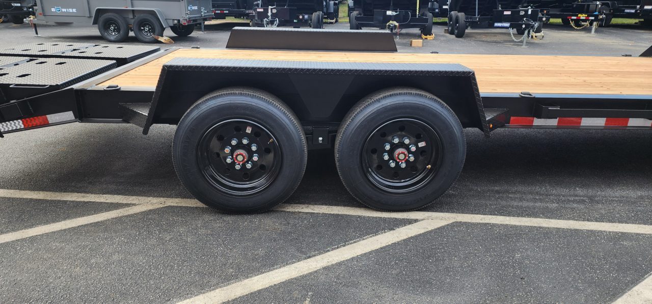 New 7 x 20 EF16 BWISE I-Beam Flat Deck Equipment Trailer 17.6k *Hammertone Black**FULL WIDTH RAMPS