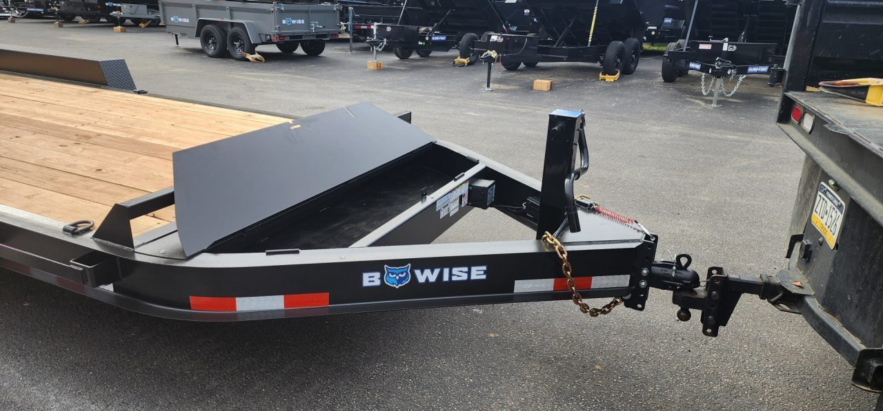 New 7 x 20 EF16 BWISE I-Beam Flat Deck Equipment Trailer 17.6k *Hammertone Black**FULL WIDTH RAMPS
