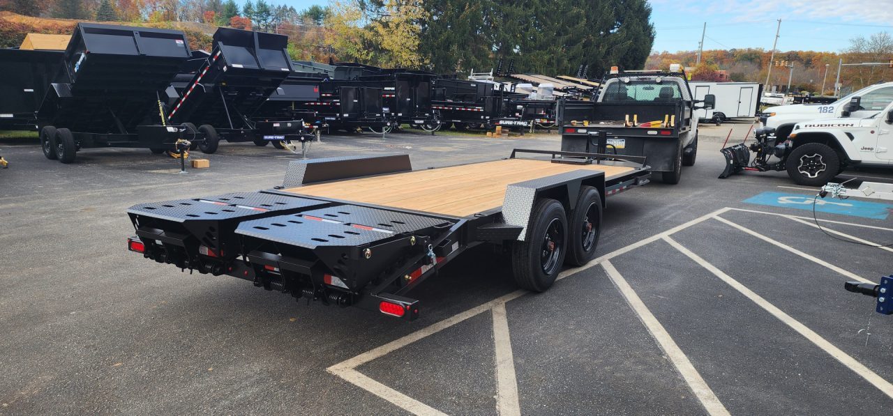 New 7 x 20 EF16 BWISE I-Beam Flat Deck Equipment Trailer 17.6k *Hammertone Black**FULL WIDTH RAMPS