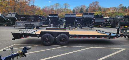 New 7 x 20 EF16 BWISE I-Beam Flat Deck Equipment Trailer 17.6k *Hammertone Black**FULL WIDTH RAMPS