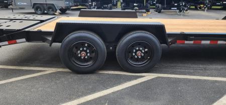New 7 x 20 EF16 BWISE I-Beam Flat Deck Equipment Trailer 17.6k *Hammertone Black**FULL WIDTH RAMPS
