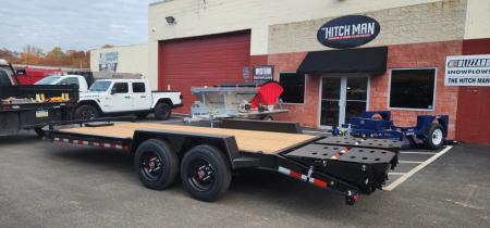 New 7 x 20 EF16 BWISE I-Beam Flat Deck Equipment Trailer 17.6k *Hammertone Black**FULL WIDTH RAMPS