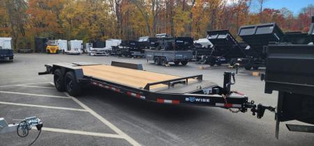 New 7 x 20 EF16 BWISE I-Beam Flat Deck Equipment Trailer 17.6k *Hammertone Black**FULL WIDTH RAMPS