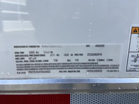 New 2026 United Trailers UXT-8.516TA70 Utility Trailer