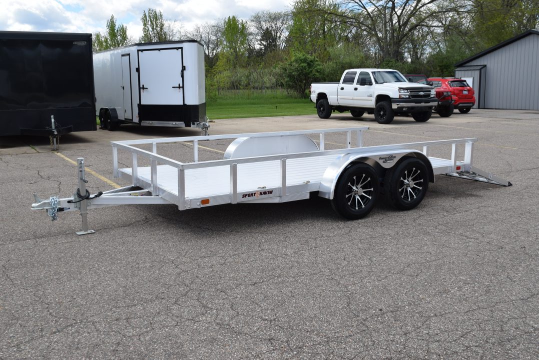New SPORT HAVEN 7x14 DELUXE OPEN UTILITY w/ BI-FOLD RAMP GATE