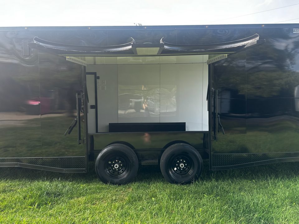 New 2026 Luxe 8.5x24 Bathroom/Racing Trailer- Finished Interior- 7'6" Interior- 7000 Torsion Axles-AWNING- FULL ESCAPE DOOR-E-TRACK Car / Racing Trailer