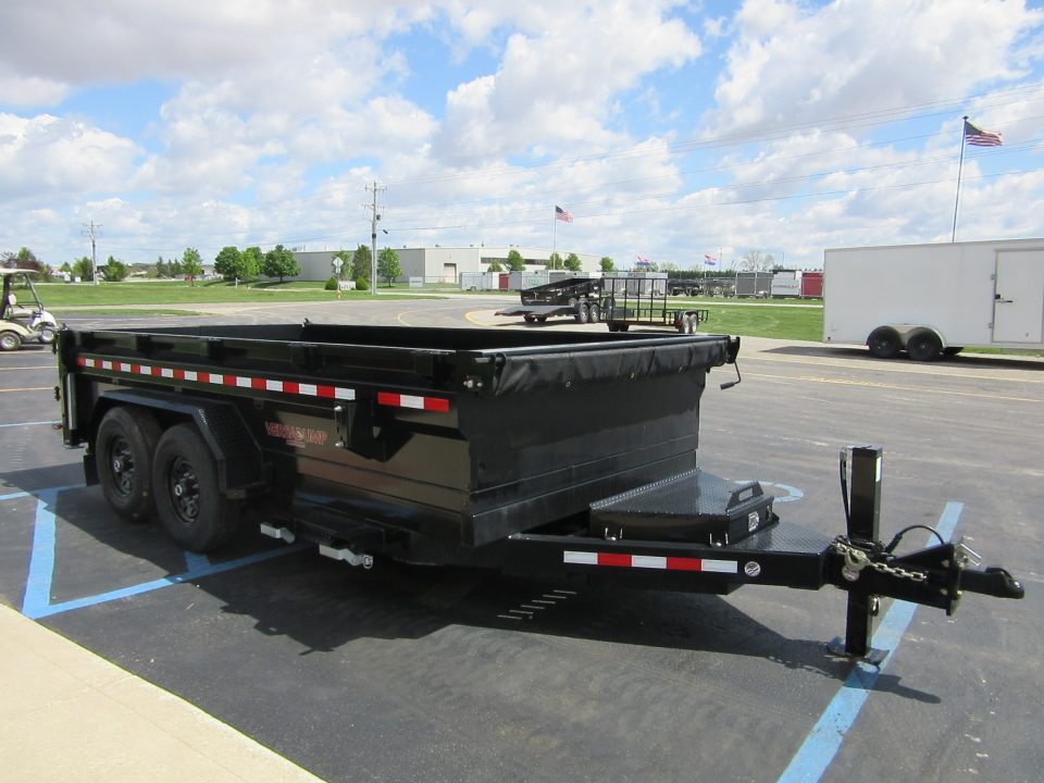 New 2026 Midsota 7 x 14 NHV14S-BP-154 Scissor Dump Trailer 15.4K / Hydraulic Jack / Fork Stake Pockets / Rear Stabilizers