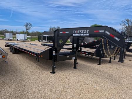 New 2026 Norstar 102 x 34 FXG Gooseneck Deckover with 2)10K Spring Axles, 2) Elec. Brakes, 5' Self Cleaning Dove Tail w/ Rampage Ramps and Matching Spare Tire
