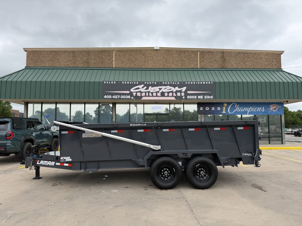 New #153363 026 LAMAR DL 16 X 83 TANDEM AXLE LOW PRO 14K BUMPER PULL DUMP W/ 3' SIDES